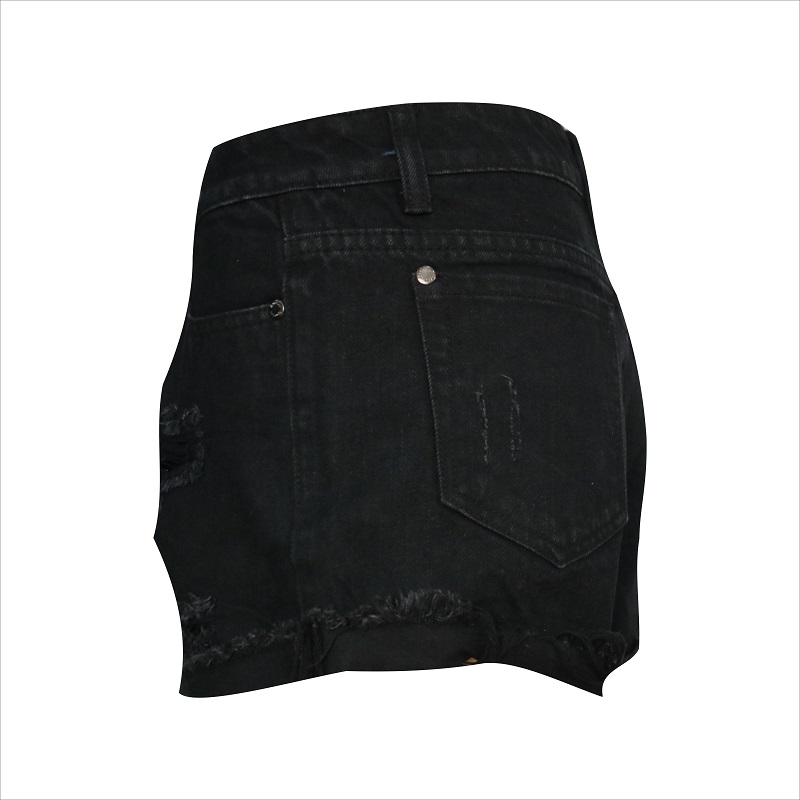 černý denim rip short WS1434