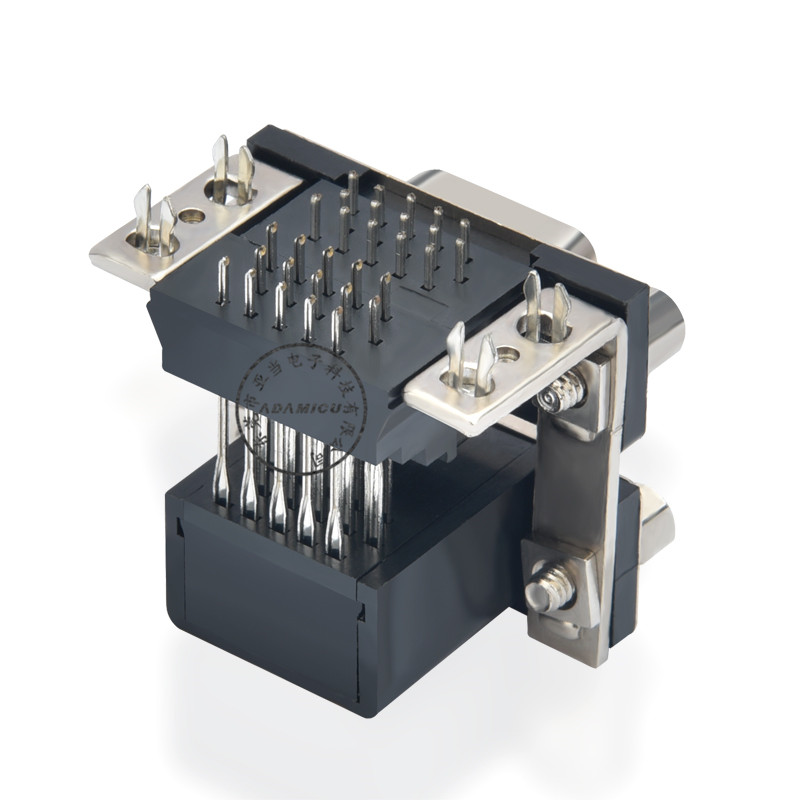 Pravý úhlový konektor pro montáž do desky s konektorem s vnitřním šestihranem 15 pinů d