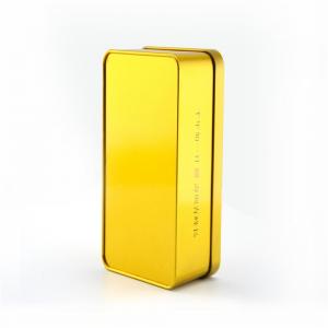 Obdélníkový zlatý kovový povrch čajové plechovky