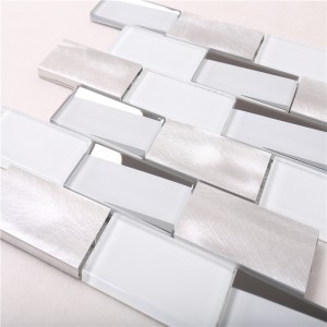 HMB12 Novinka Super White Glass Metal 12x12 prvotřídní mozaiková dlaždice do kuchyně