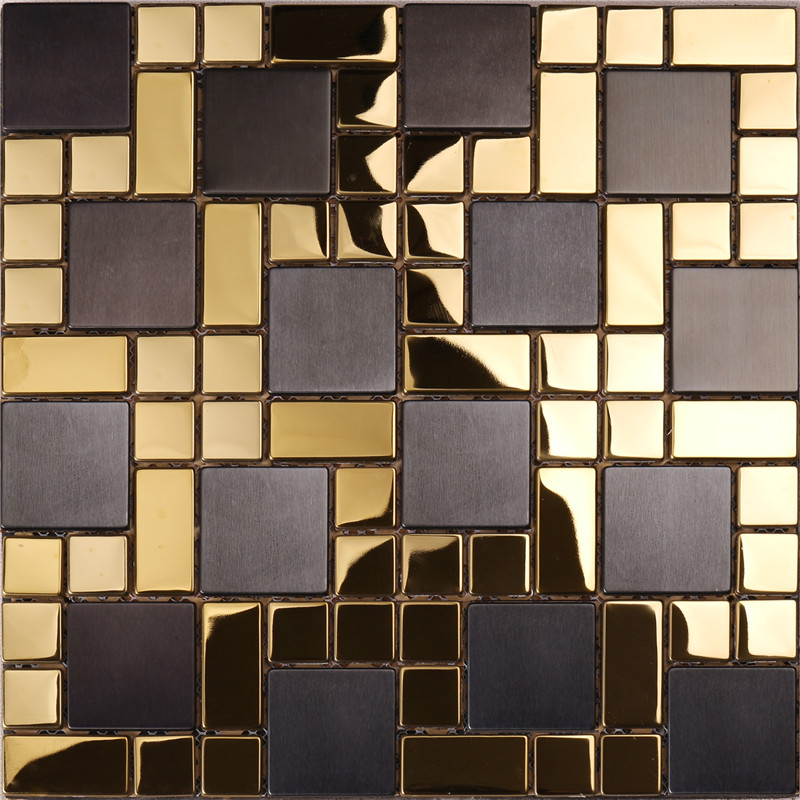HSW18138 Čtvercový tvar černé mozaikové dlaždice s mixem zlata