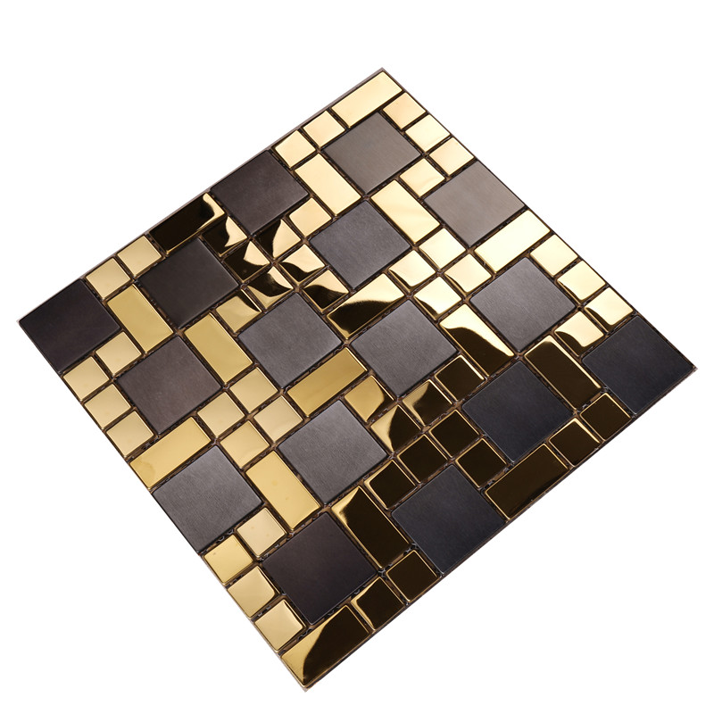 HSW18138 Čtvercový tvar černé mozaikové dlaždice s mixem zlata