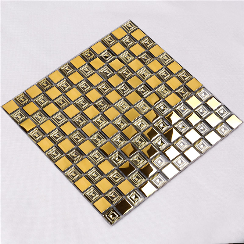 HDT10 Midle East Style zlatý kov vypadající galvanicky pokovené čtvercové mozaikové dlaždice