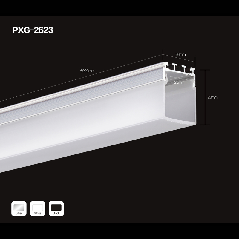 Závěsné / klipové LED lineární pouzdro, hliník, matný kryt, kování, příslušenství