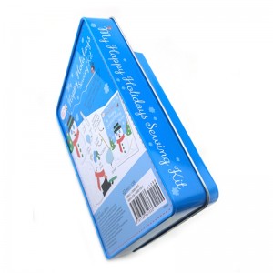 Nový design malý obdélníkový vánoční dárkový plechový box s oknem