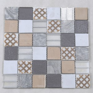 Nejnovější design z hliníkového kovu, mramorové skleněné mozaikové dlaždice pro kuchyňské stěny s backsplash