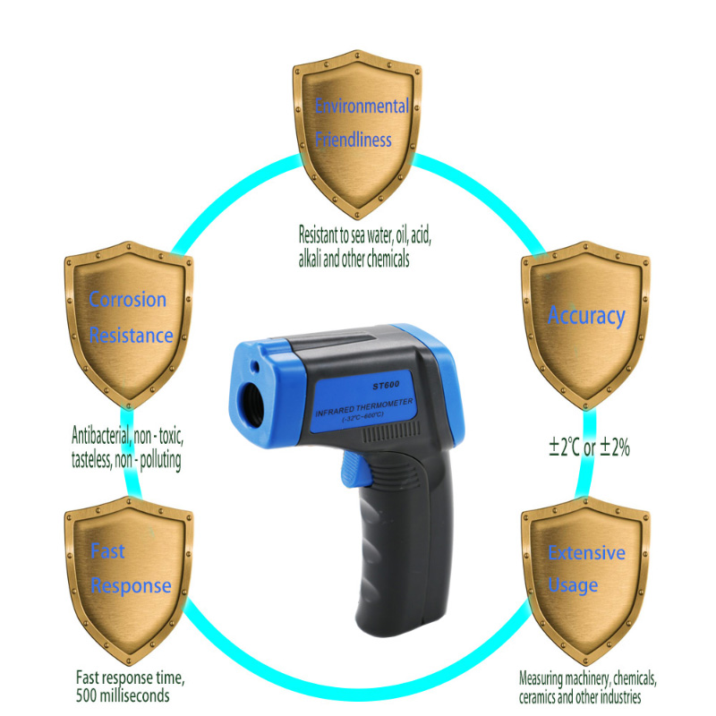Vysoce správná kalibrace Kontakt Digitální laserový infračervený teploměr pistole Ruční záruční doba 1 rok