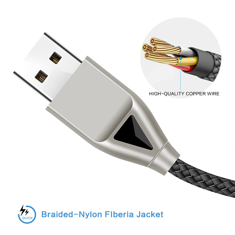 KPS-8449CB nylonový kabel USB -diamond typu c / osvětlení / mikro