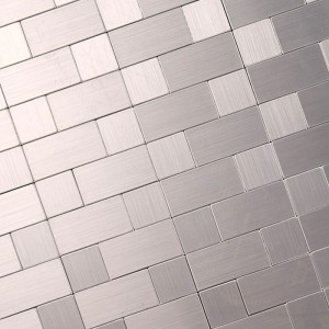 Silver Waterproof / Fireproof Aluminium Mosaic Tile Stickers Kitchen Backsplash Peel and Stick