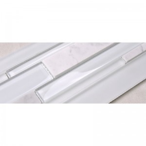 HSD131 Hot výprodej Nejnovější design bílé Carrara mramorové smíšené sklo mozaika kuchyně backsplash dlaždice metra