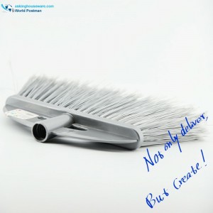 Akbrand plastová košťatá hlava s jednoduchou kartáčovou deskou a dlouhými šedými štětinami