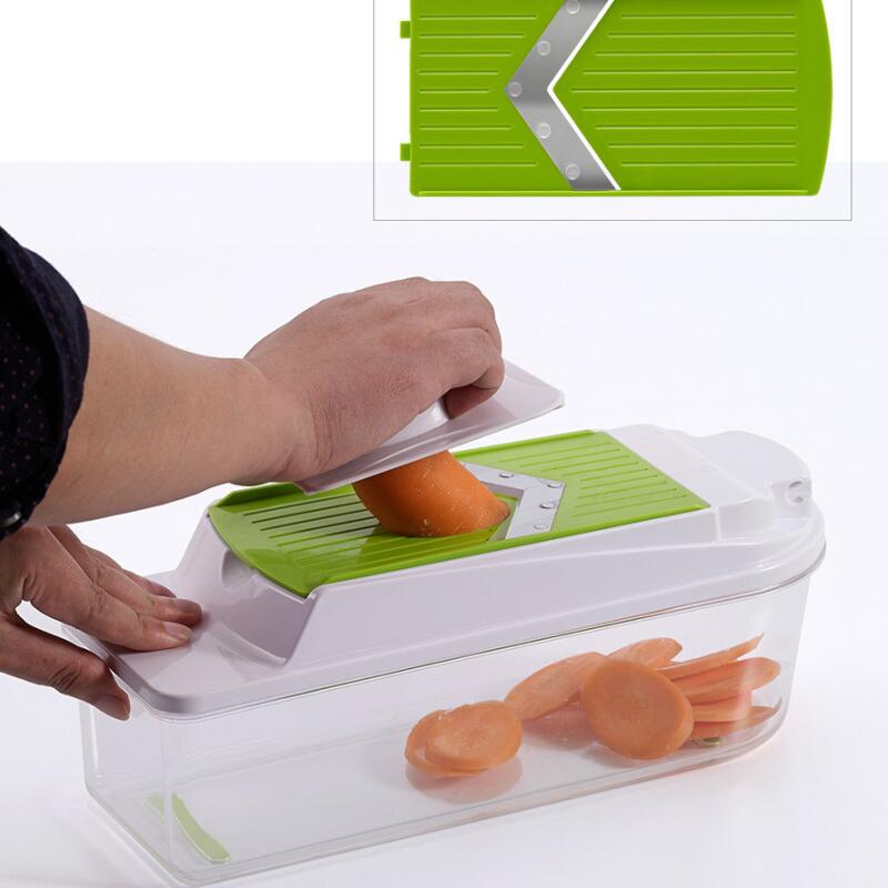 Krájecí nůž Mandoline Slicer Dicer s více čepelí, kráječ na kráječe zeleniny z nerezové oceli