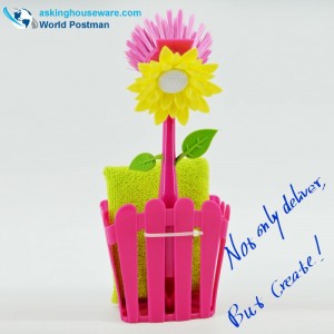 Akbrand Kuchyňský čisticí kartáč a úložný kbelík s přísavkami a houbou