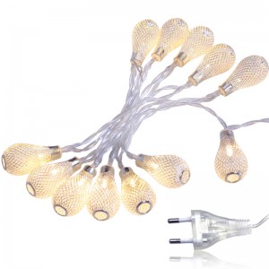 10/20/40 LED diodová světla, bateriově ovládaná vánoční víla, dutá kapka vody lucerna lampa pro vánoční svatební festival dekorace velikost: zlatá 40 LED