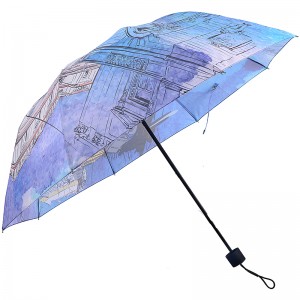 Nákupní taška digitální tisk 3 skládací deštník pro cestování