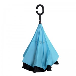 Vlastní tištěné dvouvrstvé C úchytky vzhůru nohama deštník