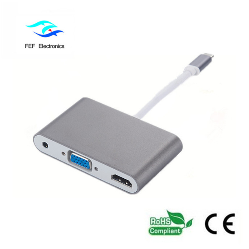 mini displayport / USB 3.1 typ c do HDMI + VGA samice + audio kód: FEF-DPIC-016