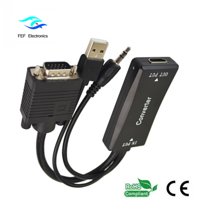 VGA samec na HDMI samice + audio + napájení USB Kód: FEF-HIC-011