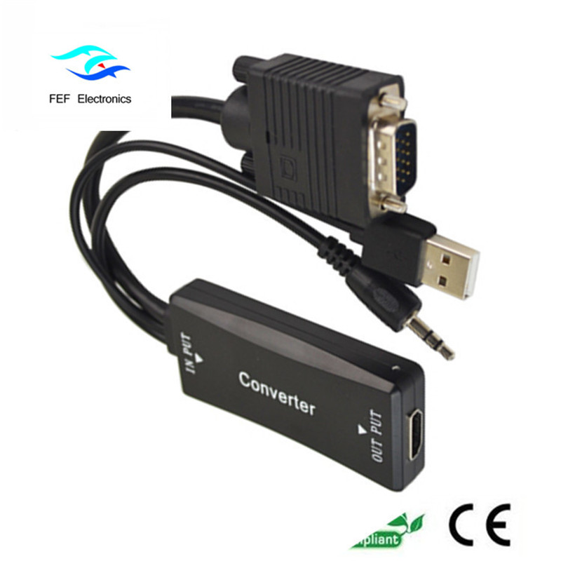 VGA samec na HDMI samice + audio + napájení USB Kód: FEF-HIC-011