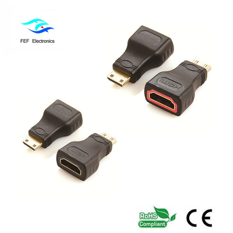 HDMI samice na mini HDMI samčí adaptér zlatý / poniklovaný Kód: FEF-H-022