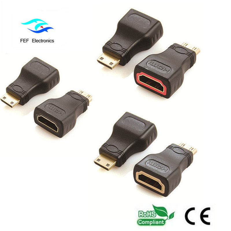 HDMI samice na mini HDMI samčí adaptér zlatý / poniklovaný Kód: FEF-H-022