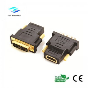 DVI (18 + 1) samec do HDMI samice adaptér pozlacený / poniklovaný Kód: FEF-HD-002