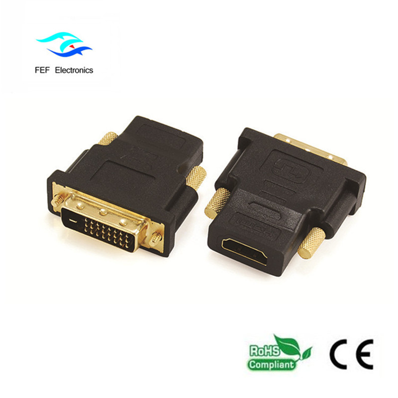 DVI (24 + 1) samec do HDMI samice adaptér pozlacený / poniklovaný Kód: FEF-HD-004