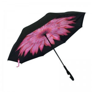 2019 přizpůsobené převrácené otevírá zpět balení květ rám obrazu sklolaminát ain zpětný deštník pro auto