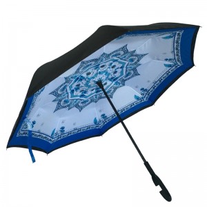 2019 Marketingové dárky Automatické otevření zavřít zakázkový tisk speciální dešťový reverzibilní větrný deštník