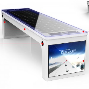 Solar Smart Park Bench s bezdrátovou nabíječkou a 4G Wifi routerem