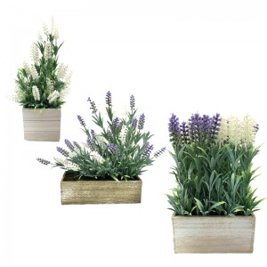 Umělé stolní dekorace dřevěná nádoba na rostliny Home Decor Lavender Flowers Uspořádání