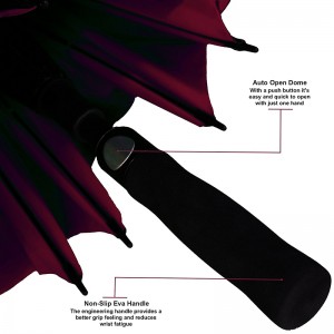 Promo větruvzdorný dvouvrstvý Automaticky otevřený golfový deštník s logem na rukávu