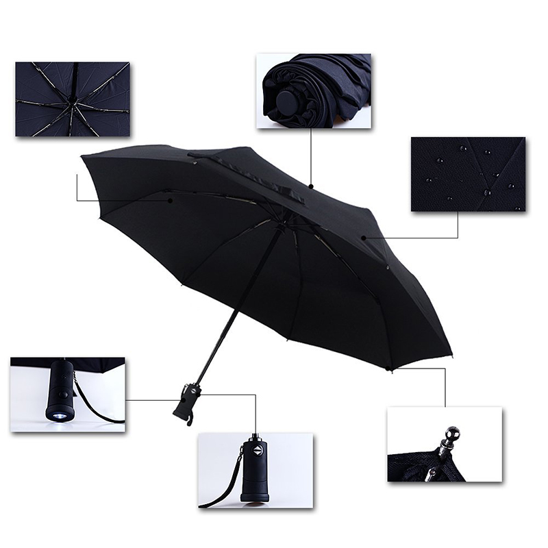 Rukojeť svítilny Deštník 3krát deštník s automatickým otevíráním a zavřením