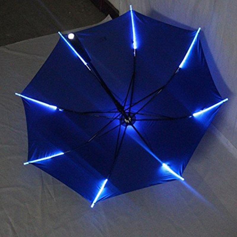 Rovná deštníková LED žebra a LED dřík s plastovou rukojetí Svítilna pochodeň