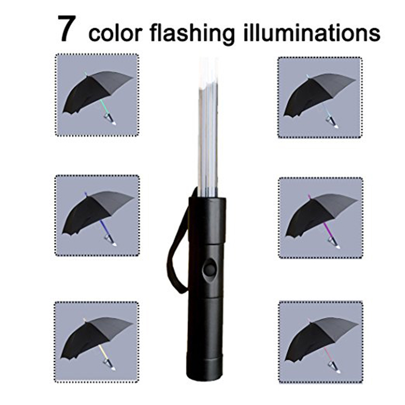 Čína propagační logo tištěné barvy měnící se přímo deštník s LED světlem