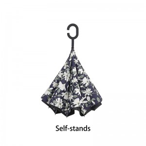 Déšť deštník větruodolný s květinovým potiskem vzadu deštníková síla