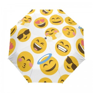 Úžasný levnější vlastní tisk Emoji plně automatický deštník 3 skládací