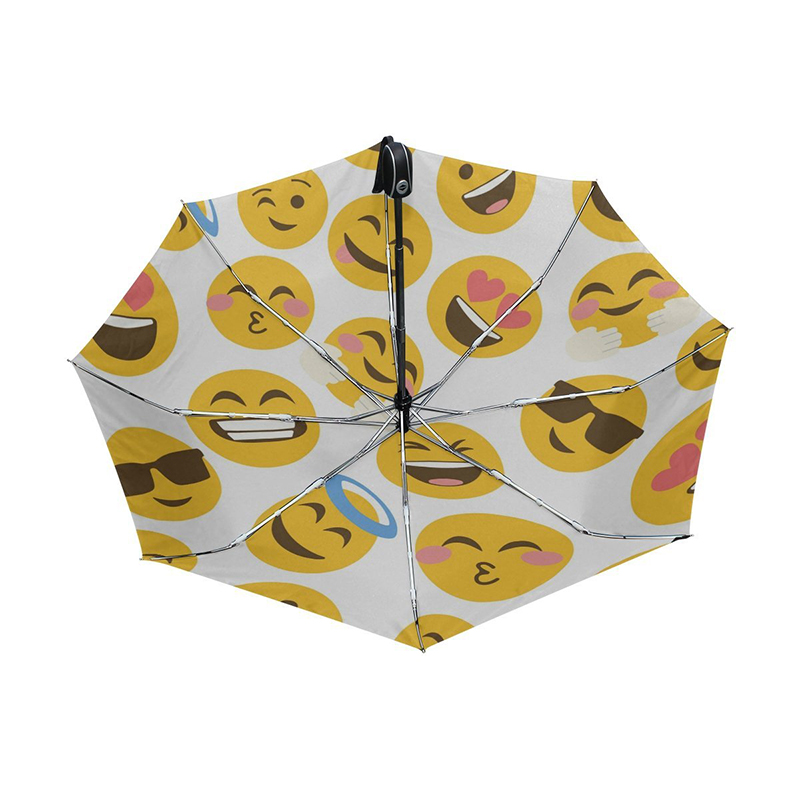 Úžasný levnější vlastní tisk Emoji plně automatický deštník 3 skládací