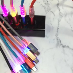 s LED rychlonabíjením kulatý kabel USB pro micro USB, typ C, nabíjení blesku iPhone a synchronizace