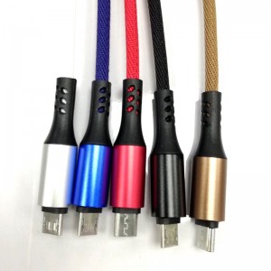 Rychle se nabíjecí datový kabel Micro to USB 2.0 s kulatým opletením pro micro USB, typ C, nabíjení blesku iPhone a synchronizace