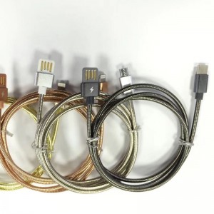 Dual Face USB 2.0 Metal Tube kabel Nabíjení kulatého hliníkového pouzdra Micro na USB 2.0 datový kabel