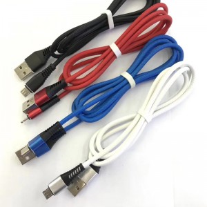 TPE rychlé nabíjení kulaté hliníkové pouzdro Flex ohýbací datový kabel USB pro micro USB, typ C, blesk a synchronizace blesku iPhone