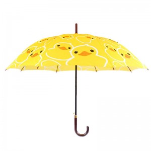 23 palce pongee textilie auto otevřené žlutá kachna kreslený vzor rovný deštník