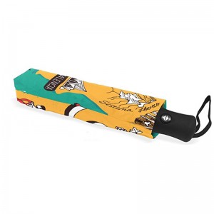 Větruvzdorný vlastní potisk pongee tkanina 2 sekce laminátová žebra automatický 3 skládací deštník