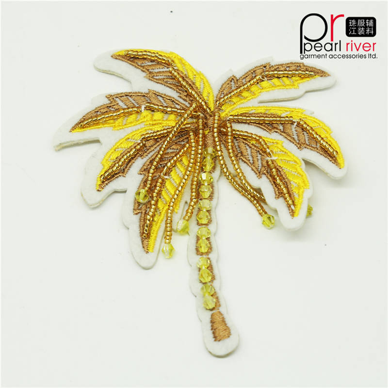 Coconut Palm Yellow Rhinestone Patch Nová móda pro dekorace přizpůsobené