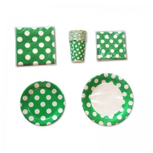 Nízké ceny papírového nádobí přizpůsobené velikosti teček a jednobarevných sad pro večerní nádobí