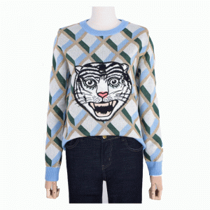 Novinka Tiger Head Jacquard Tops Dámský zimní svetrový svetr