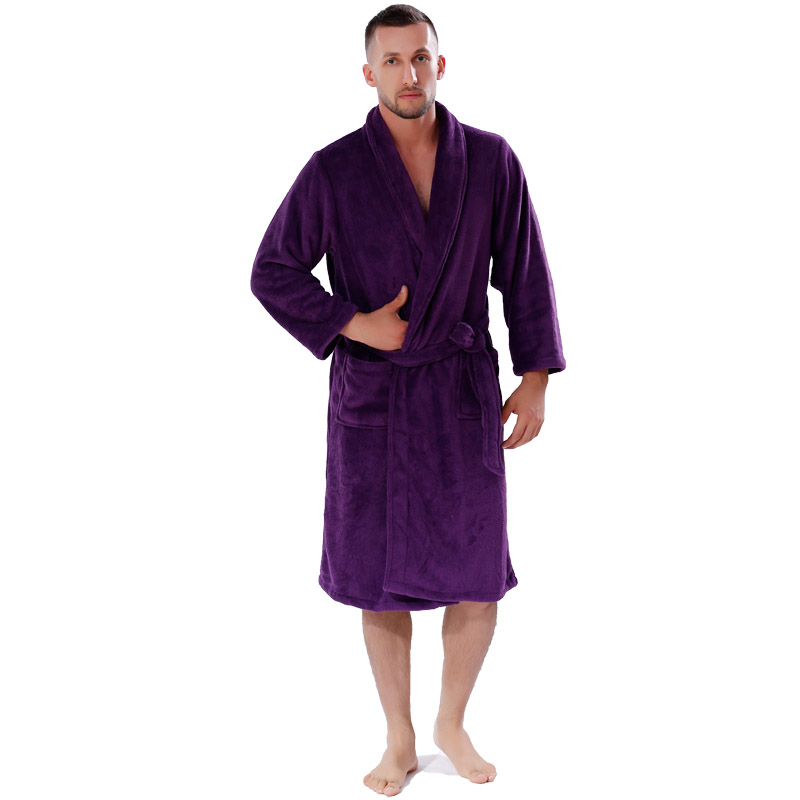 Dospělé jednobarevné fleecové roucho muži ženy pyžamové župany