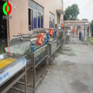 Velká výrobní linka na loupání a řezání zeleniny a ovoce