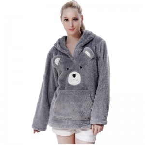 Dámská mikina s kapucí Fleece Grey Embrodiery